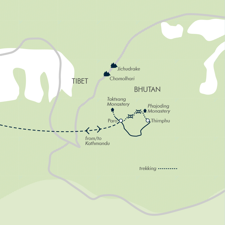 tourhub | Exodus Adventure Travels | Bhutan: Druk Path Trek | Tour Map