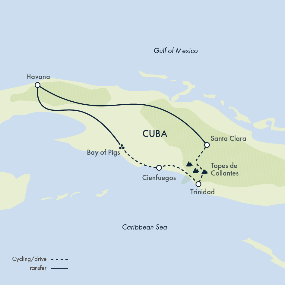 tourhub | Exodus | Cuban Highlights Ride | MAC | Route Map