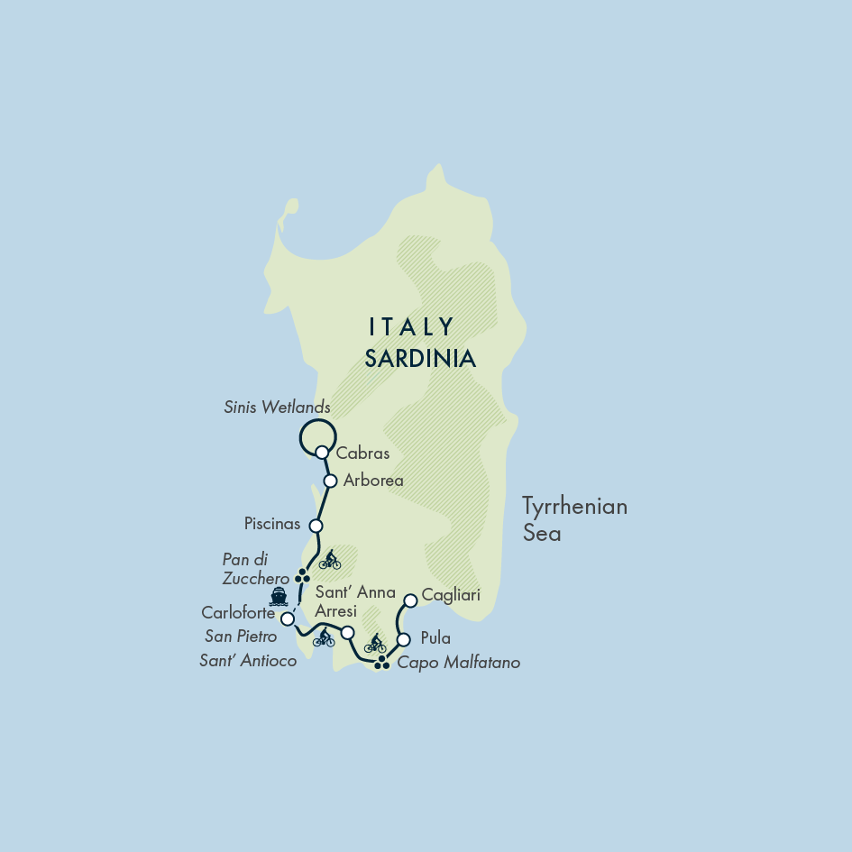 tourhub | Exodus Adventure Travels | Cycling in Sardinia | Tour Map