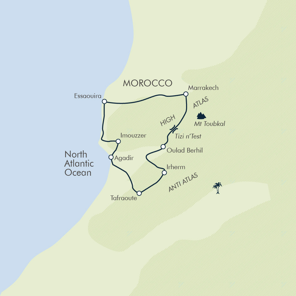 tourhub | Exodus Adventure Travels | Cycle Morocco's Great South | Tour Map