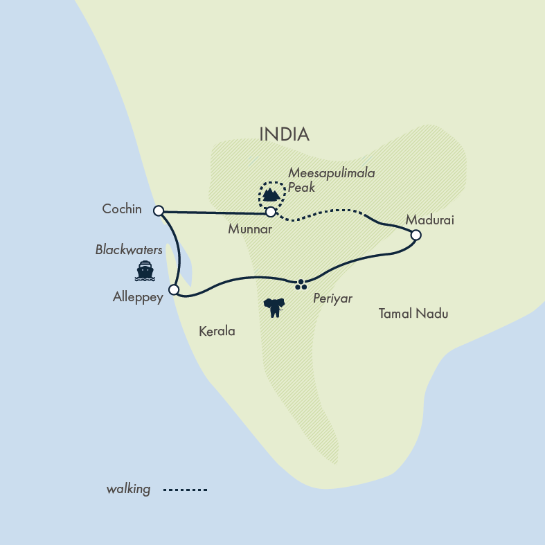 tourhub | Exodus Adventure Travels | Spice Trails of Kerala | Tour Map