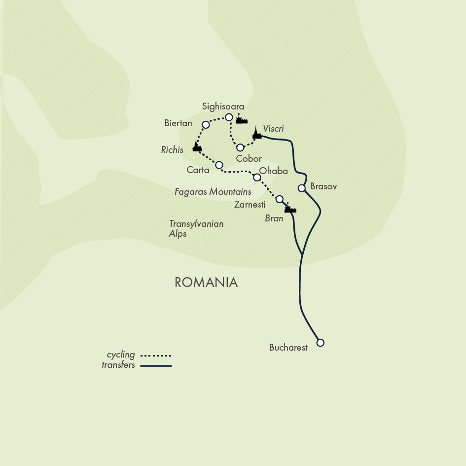 tourhub | Exodus | Cycle Romania | Tour Map