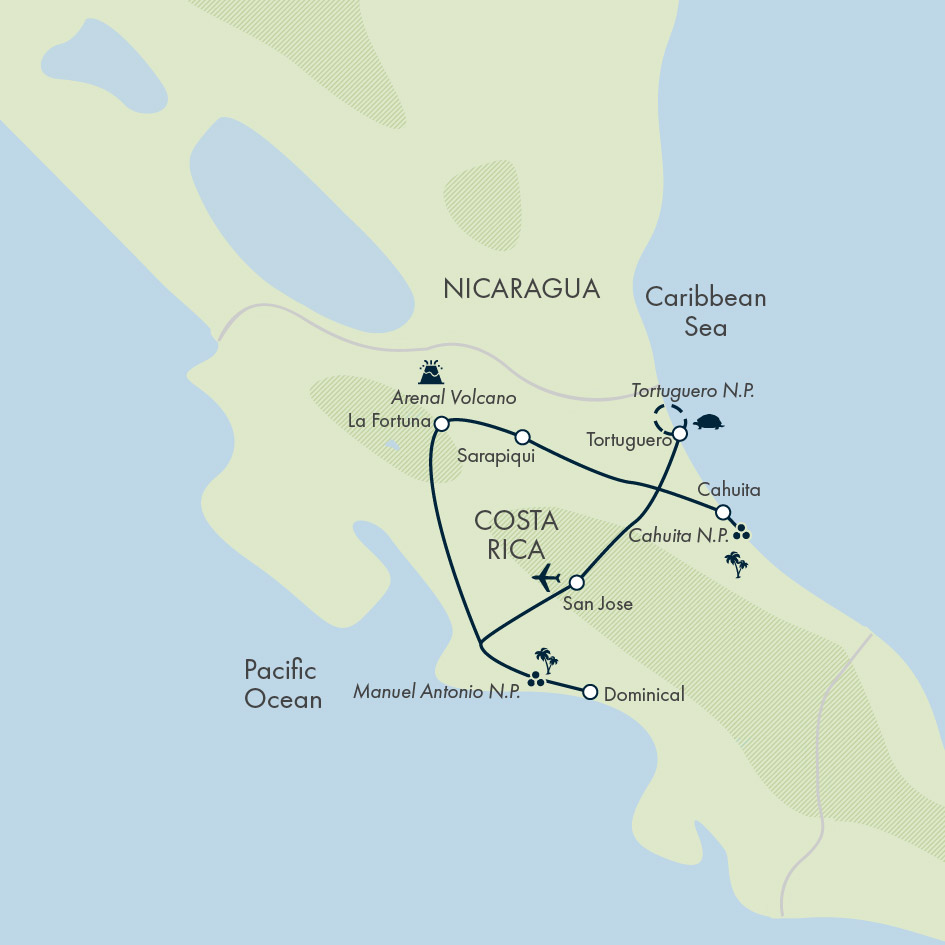 tourhub | Exodus Adventure Travels | Costa Rica Adventure Family Holiday | Tour Map