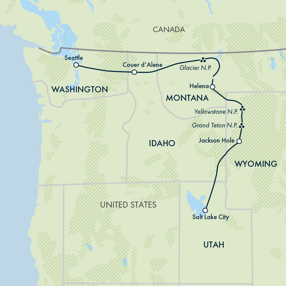 tourhub | Exodus | Yellowstone Wildlife Trails - Camping | Tour Map