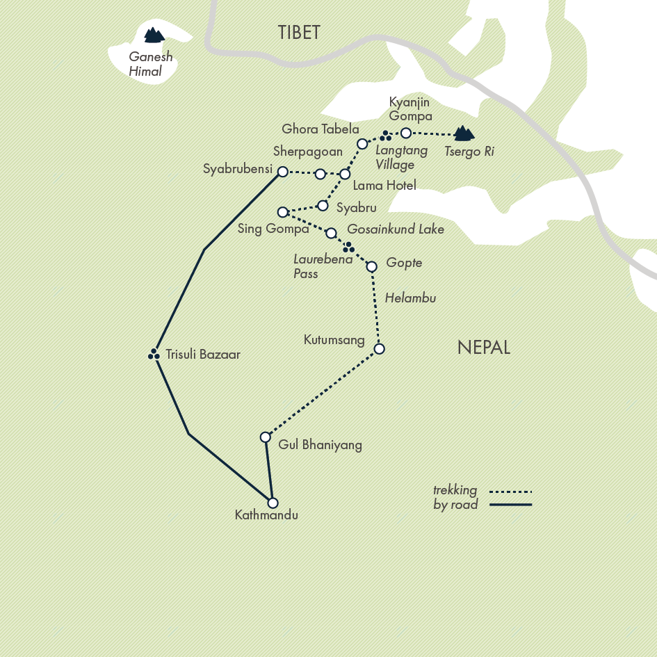 tourhub | Exodus Adventure Travels | Langtang & Gosainkund Lakes | Tour Map