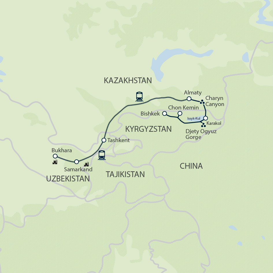 tourhub | Exodus Adventure Travels | The Silk Road | AXF | Route Map