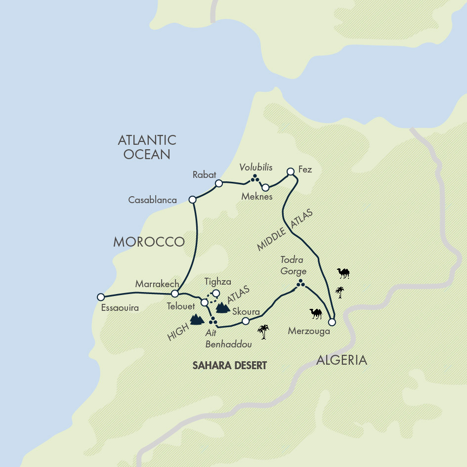 tourhub | Exodus Adventure Travels | Highlights of Morocco | Tour Map