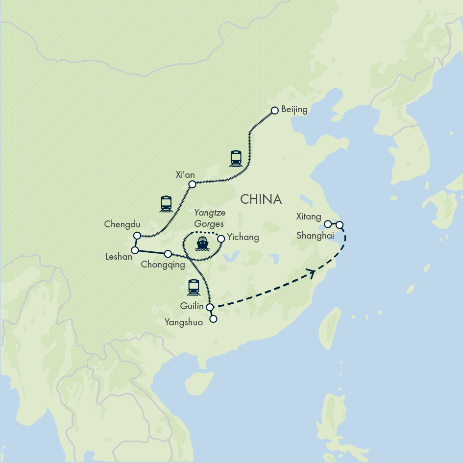 tourhub | Exodus | Imperial China & Yangtze River Cruise | Tour Map