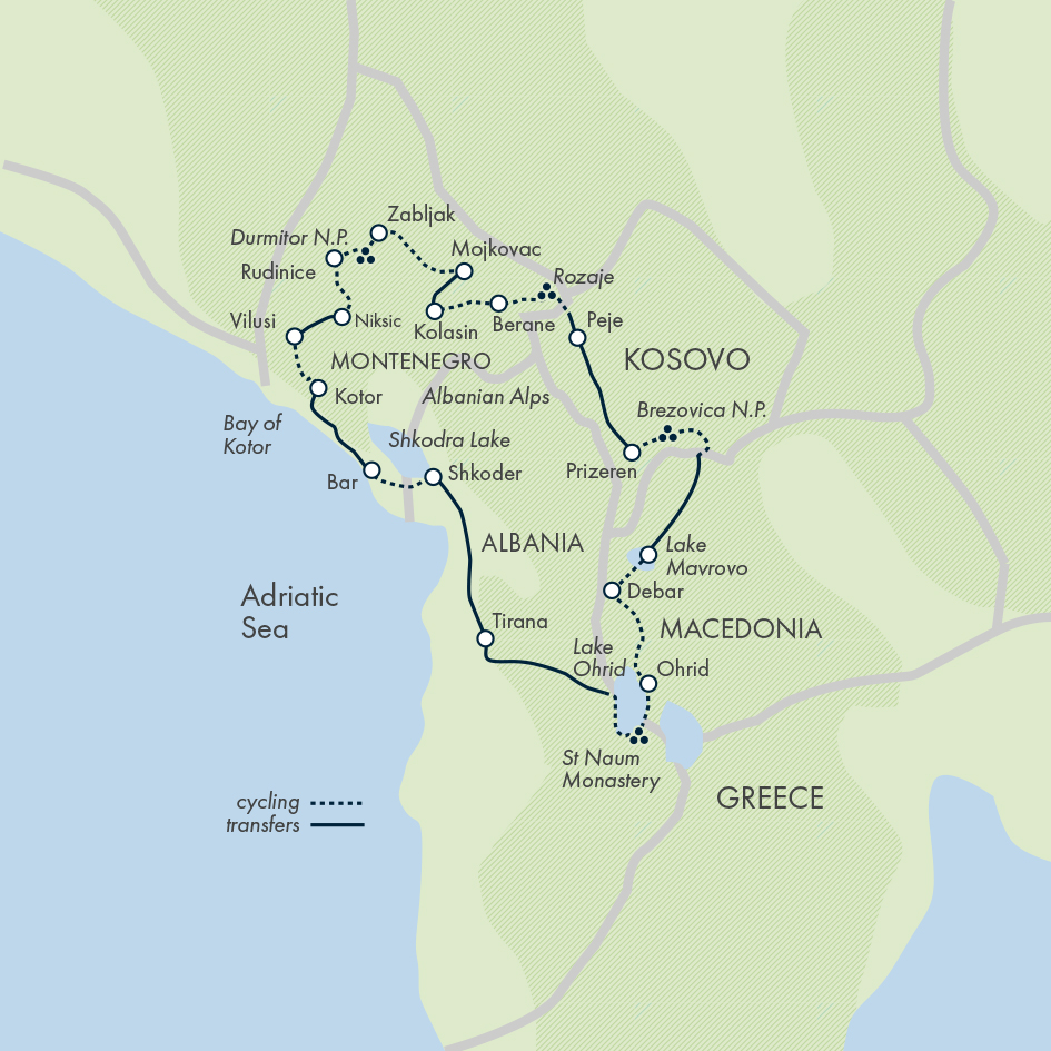 tourhub | Exodus Adventure Travels | Cycle the Balkans | Tour Map