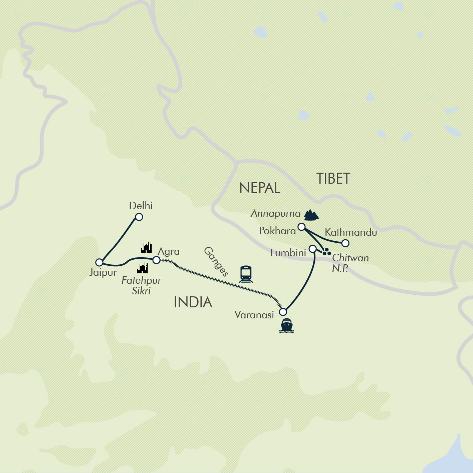 tourhub | Exodus | Northern India & Nepal | Tour Map