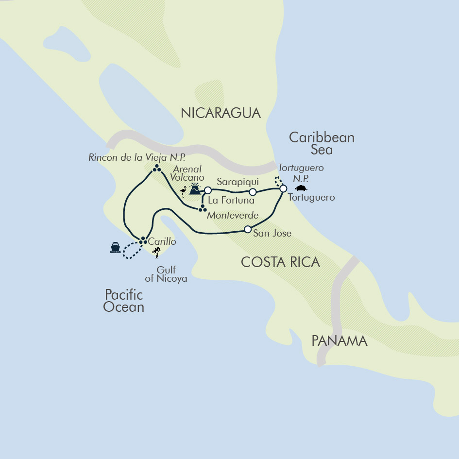 tourhub | Exodus Adventure Travels | Costa Rica Adventure | Tour Map