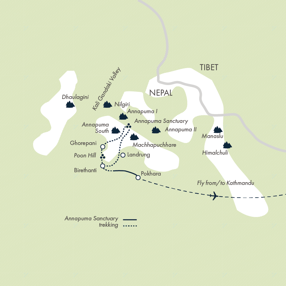 tourhub | Exodus Adventure Travels | Annapurna Sanctuary Trek | Tour Map