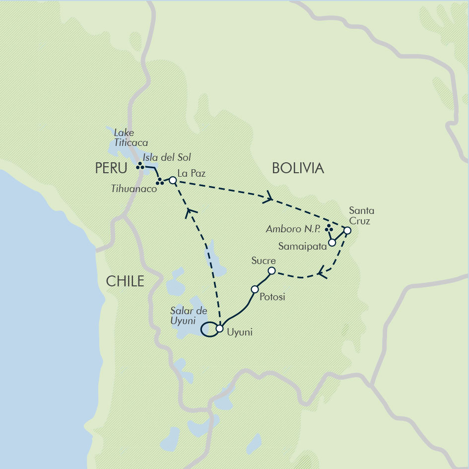 tourhub | Exodus | Highlights of Bolivia | Tour Map