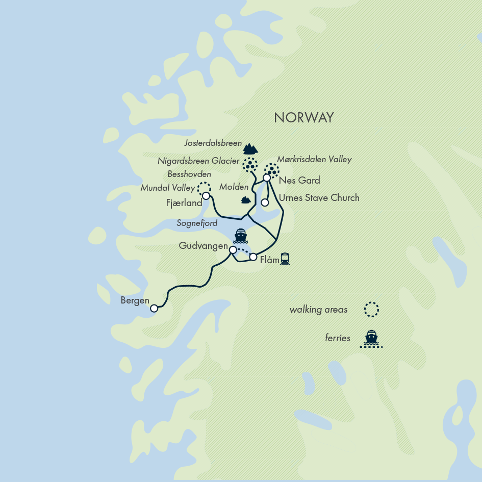 tourhub | Exodus Adventure Travels | Walking the Fjords | Tour Map