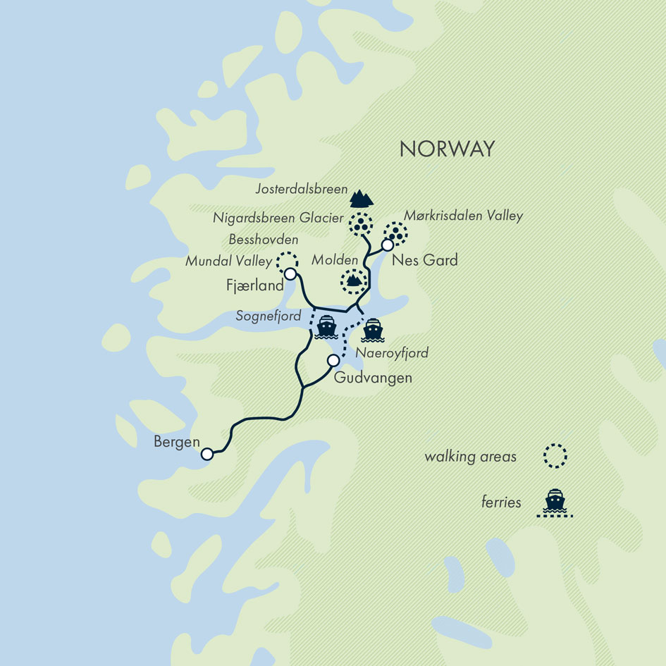tourhub | Exodus Adventure Travels | Walking the Fjords | Tour Map