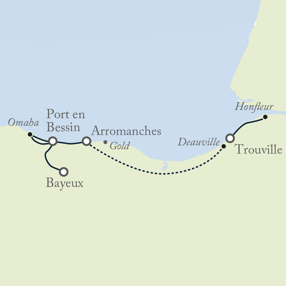 tourhub | Exodus | Normandy Walk from Honfleur to Bayeux | Tour Map
