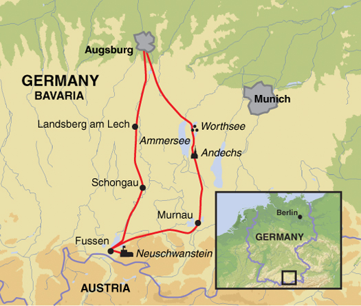 tourhub | Exodus Adventure Travels | Lakes & Mountains of Bavaria Cycling | Tour Map