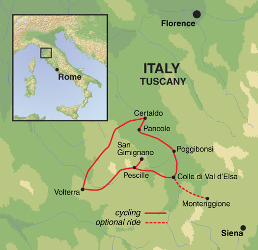 tourhub | Exodus Adventure Travels | Secrets of San Gimignano Cycling | Tour Map