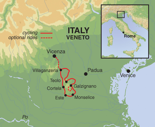 tourhub | Exodus | Venetian Villas and Vineyards Cycling | Tour Map