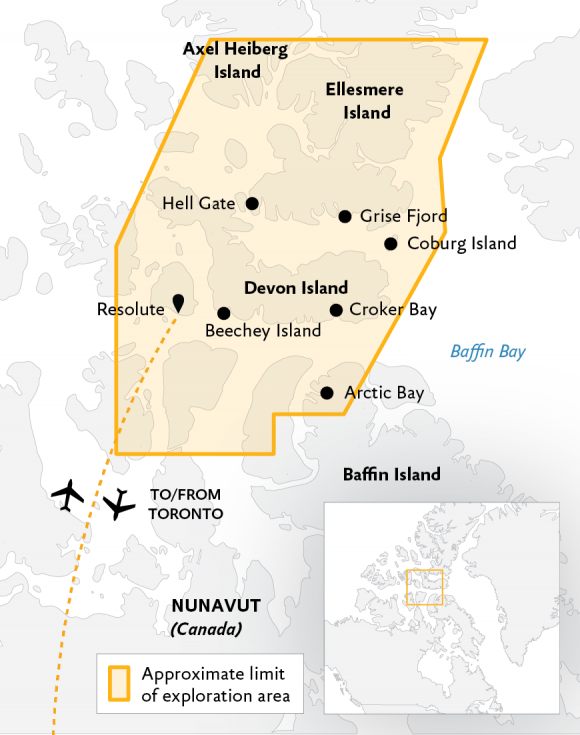 tourhub | Exodus | Canada's Remote Arctic: Northwest Passage to Ellesmere and Axel Heiberg Islands | PLK | Route Map