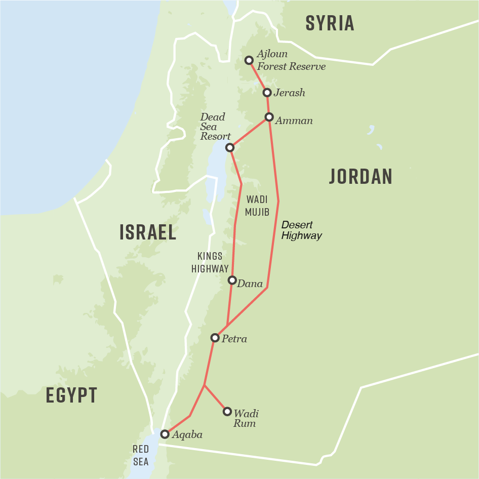 tourhub | Exodus | Active Jordan in Style | AEX | Route Map