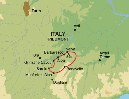 tourhub | Exodus Adventure Travels | Barolo Gastronomic Cycling | Tour Map