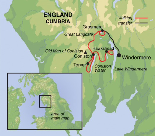 tourhub | Exodus Adventure Travels | Literary Walking in the Lake District | Tour Map