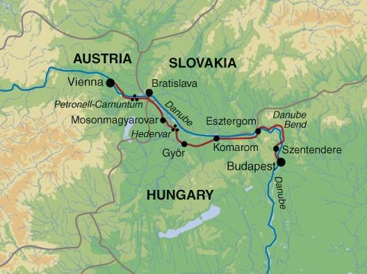 tourhub | Exodus Adventure Travels | Cycling from Vienna to Budapest | Tour Map