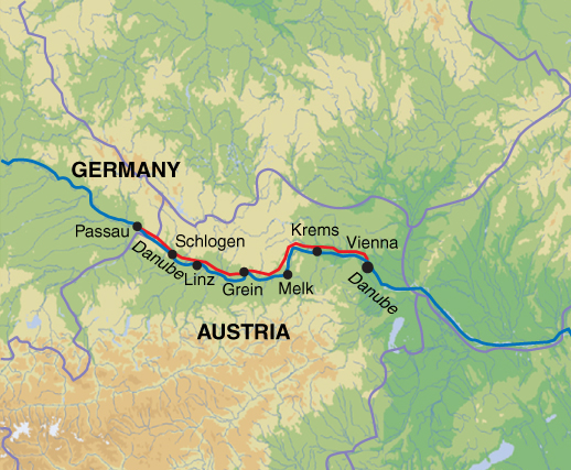 tourhub | Exodus Adventure Travels | Self-Guided Cycling on the Danube from Passau to Vienna | Tour Map