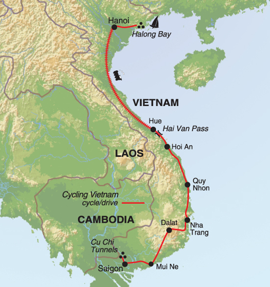 tourhub | Exodus | Cycling Vietnam- Premium Adventure | Tour Map