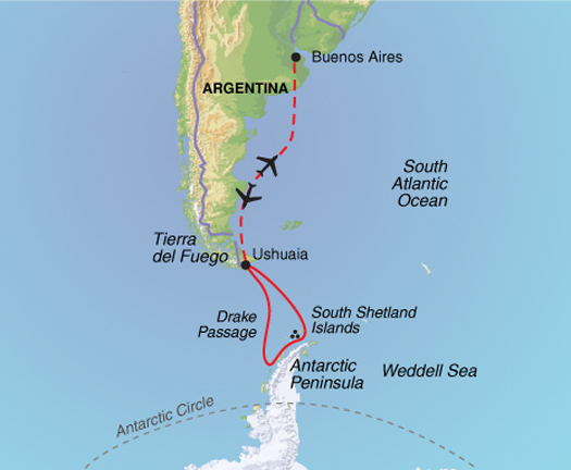 tourhub | Exodus | Antarctic Explorer via Buenos Aires | Tour Map