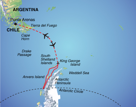 tourhub | Exodus Adventure Travels | Antarctic Express: Crossing the Circle | Tour Map