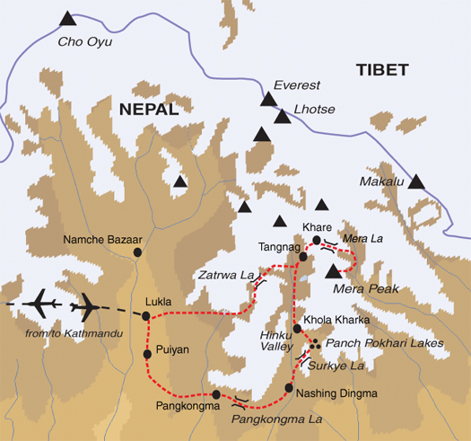 tourhub | Exodus Adventure Travels | Mera Peak Climb | Tour Map