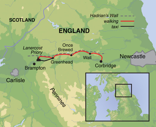 tourhub | Exodus Adventure Travels | Walking The Best of Hadrian's Wall | Tour Map