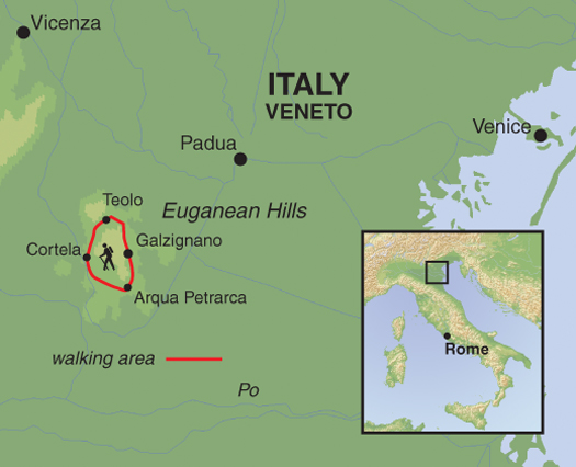 tourhub | Exodus Adventure Travels | Walking in the Venetian Hills | Tour Map