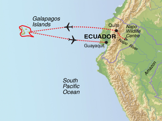 tourhub | Exodus Adventure Travels | Galapagos & Amazon | Tour Map