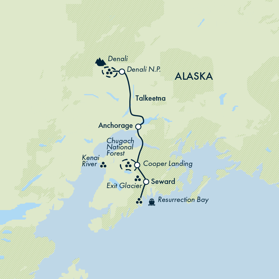 tourhub | Exodus Adventure Travels | Alaska Wildlife & Wilderness | Tour Map