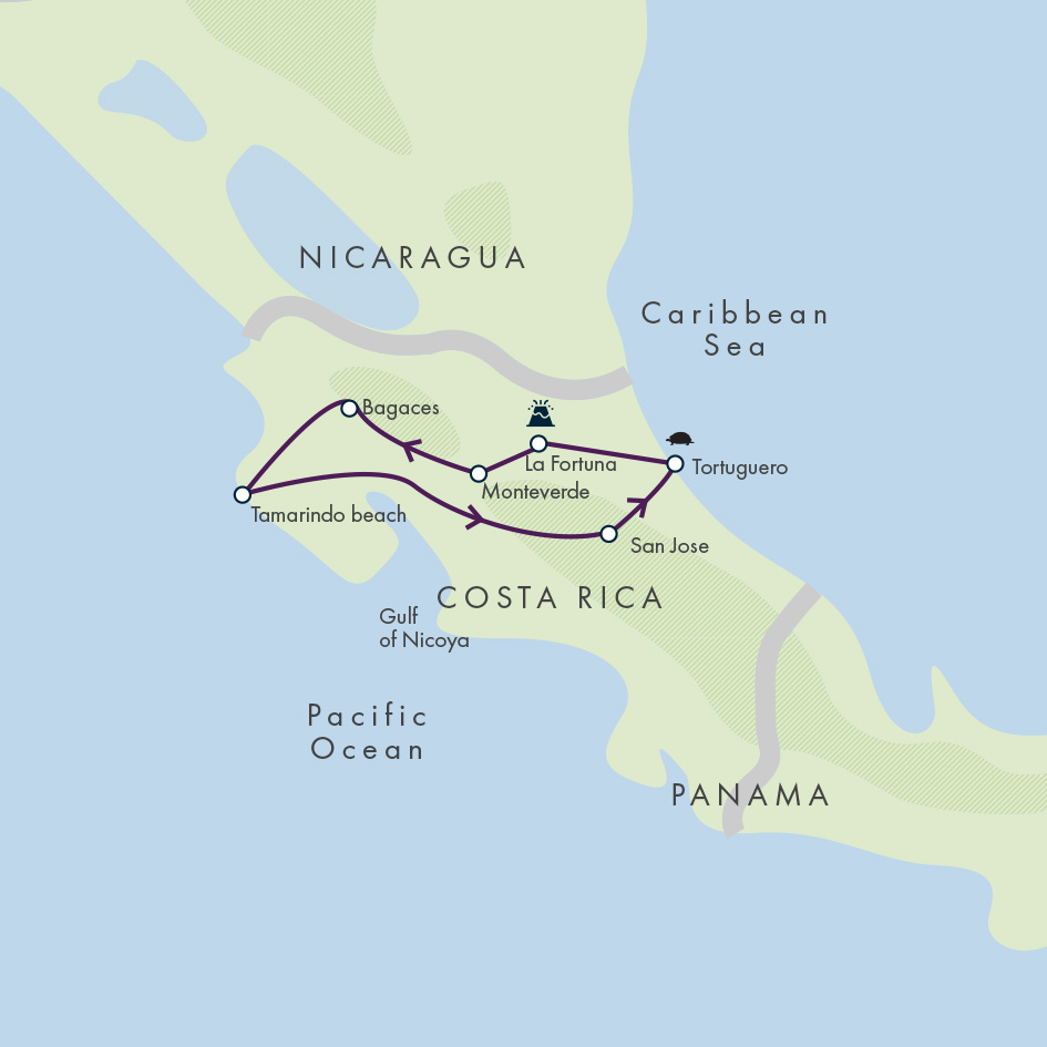 tourhub | Exodus | Pura Vida Costa Rica - Premium Adventure | Tour Map