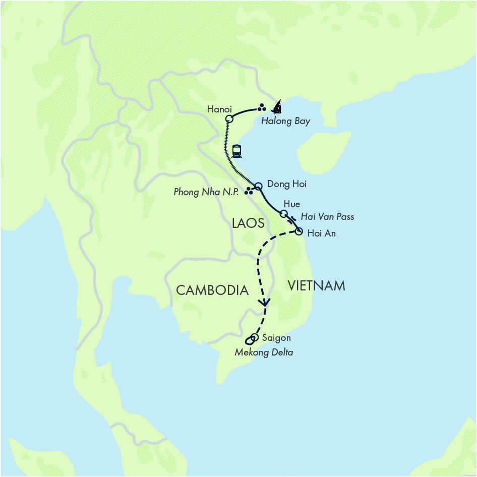 tourhub | Exodus Adventure Travels | Highlights of Vietnam | Tour Map