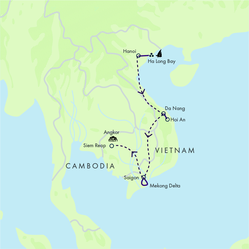 tourhub | Exodus Adventure Travels | Vietnam & Angkor - Premium Adventure | Tour Map