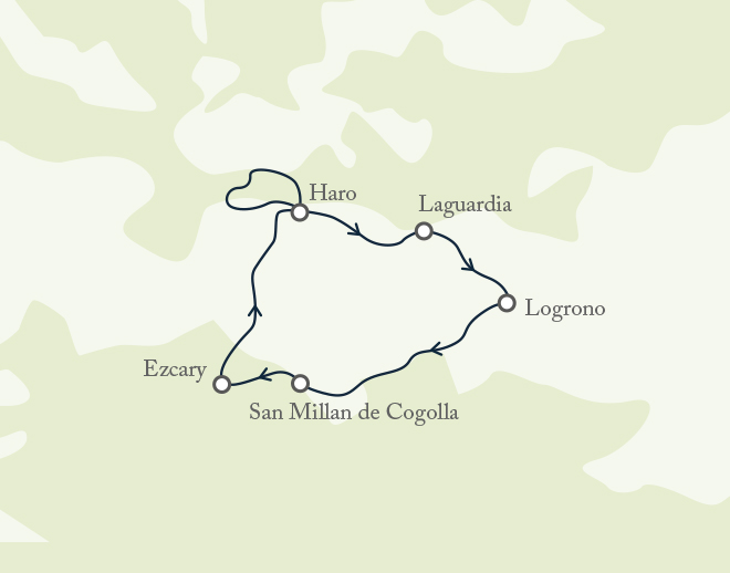 tourhub | Exodus | Vineyards of La Rioja Cycling | Tour Map