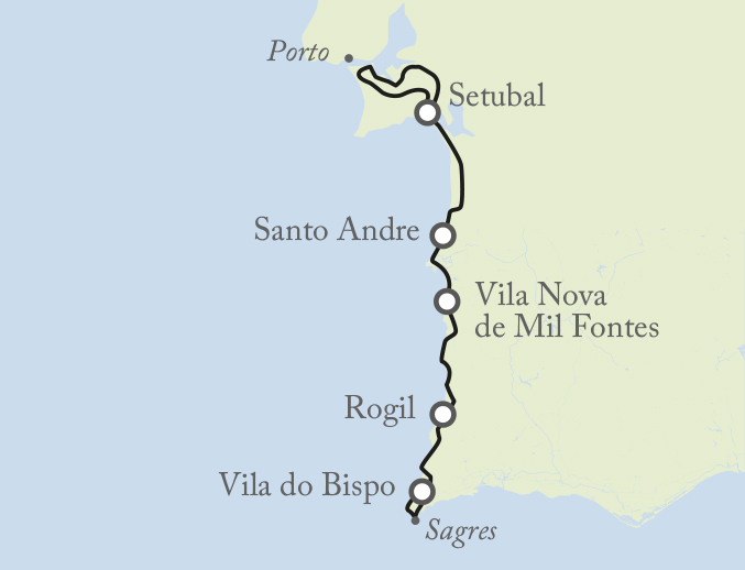 tourhub | Exodus | Cycling the Algarve's Rota Vicentina | Tour Map