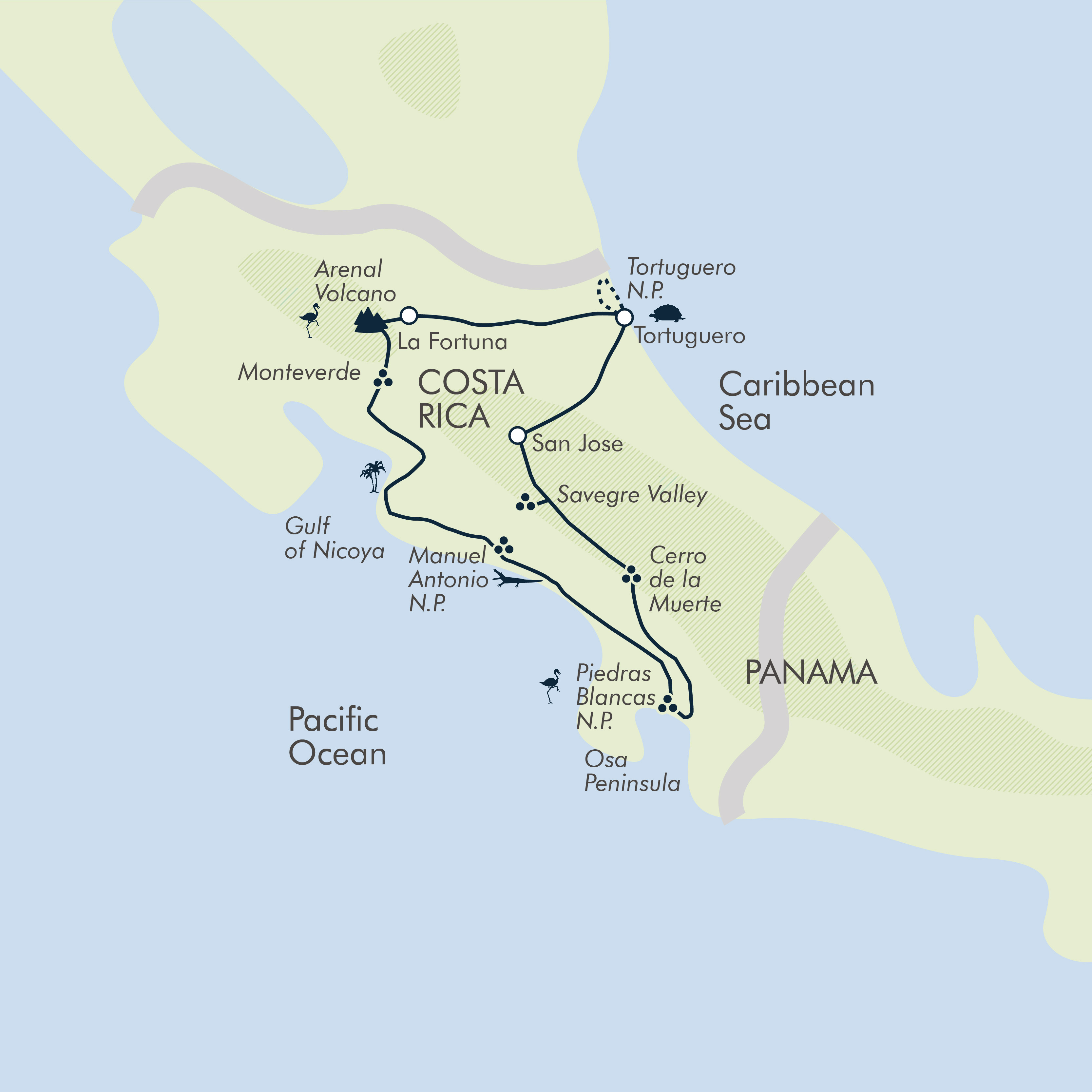 tourhub | Exodus Adventure Travels | Discover Costa Rica | Tour Map