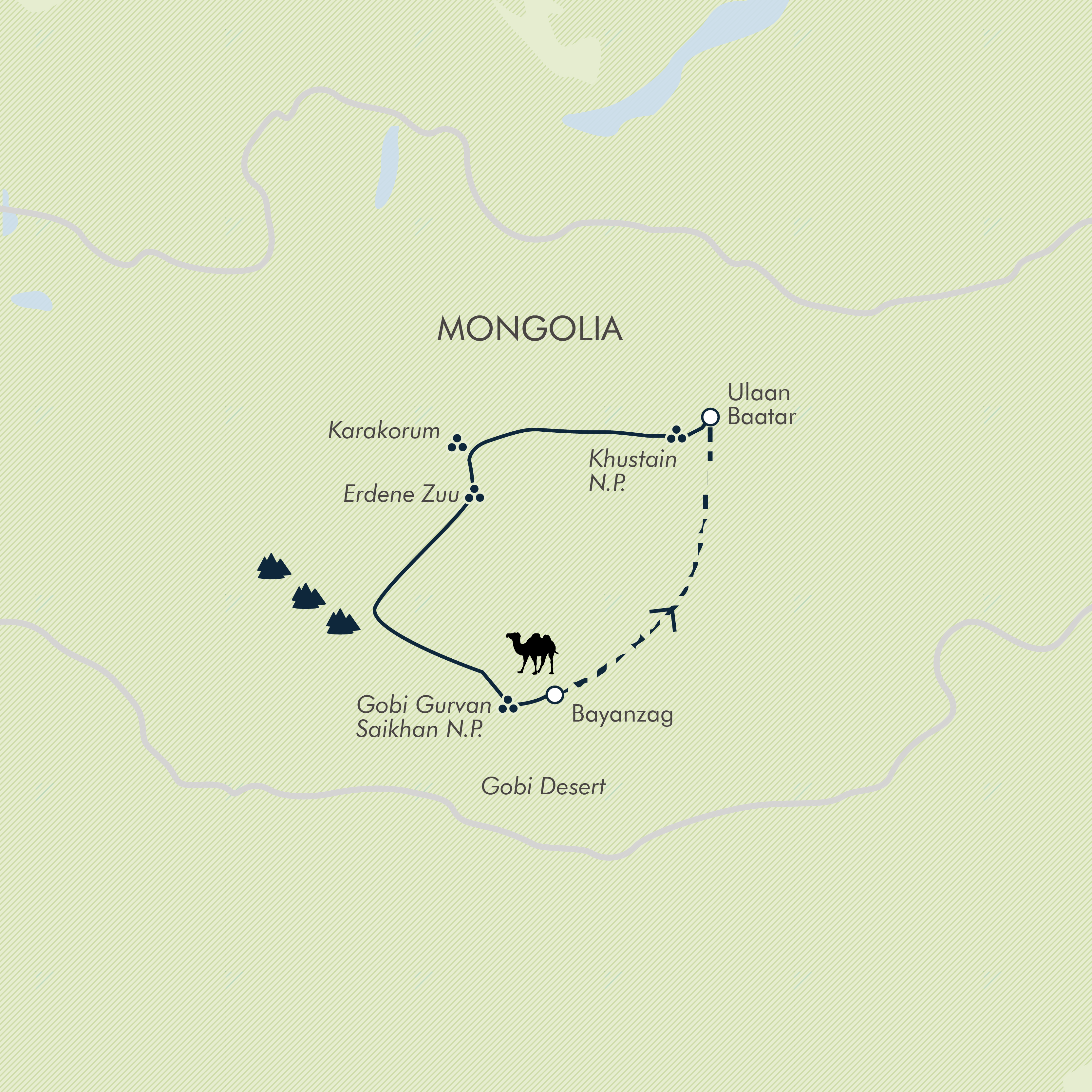 tourhub | Exodus Adventure Travels | Mongolia: Steppes, Deserts & Nomads | Tour Map