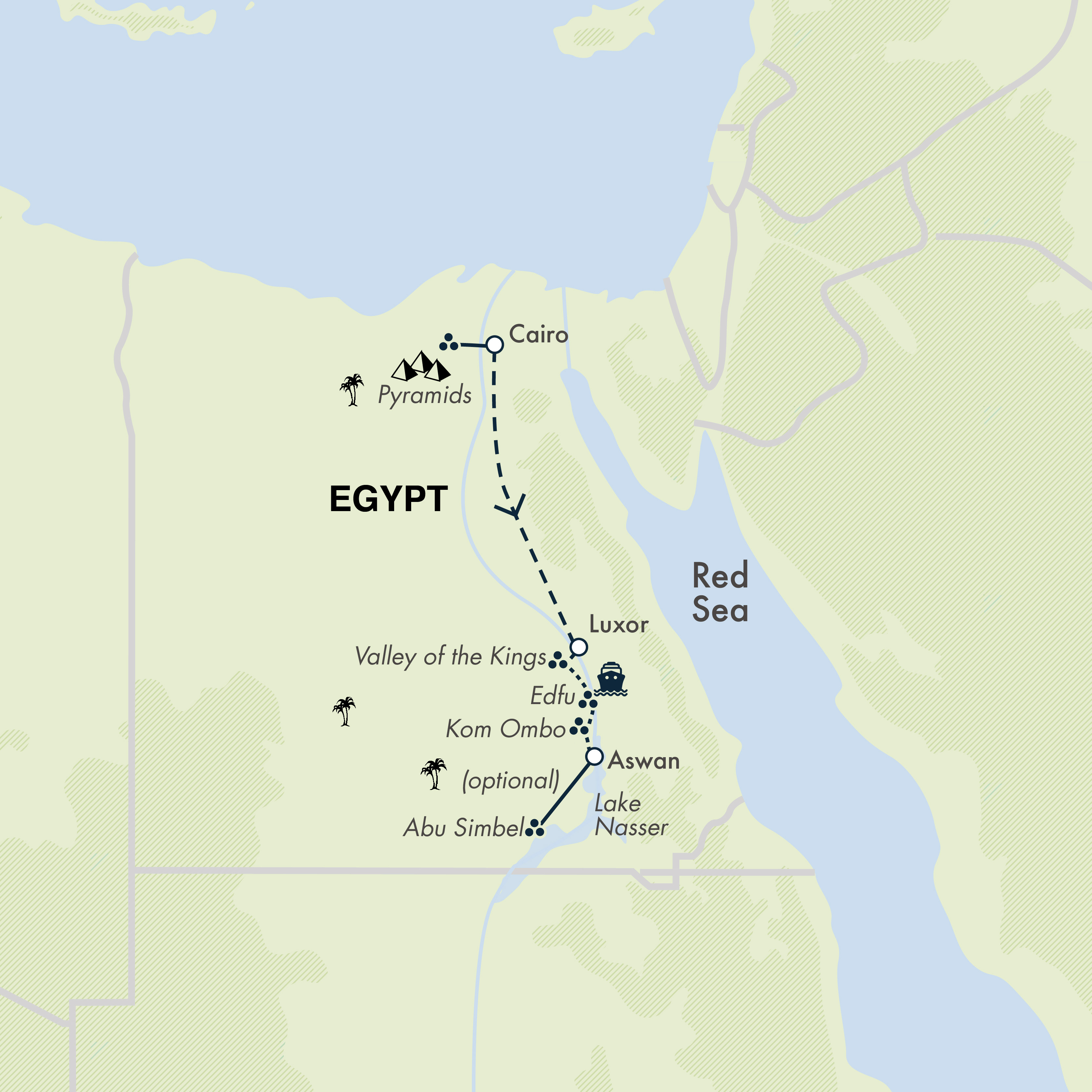 tourhub | Exodus Adventure Travels | RCGS: Egypt Nile Cruise with Charlene Bearhead | Tour Map