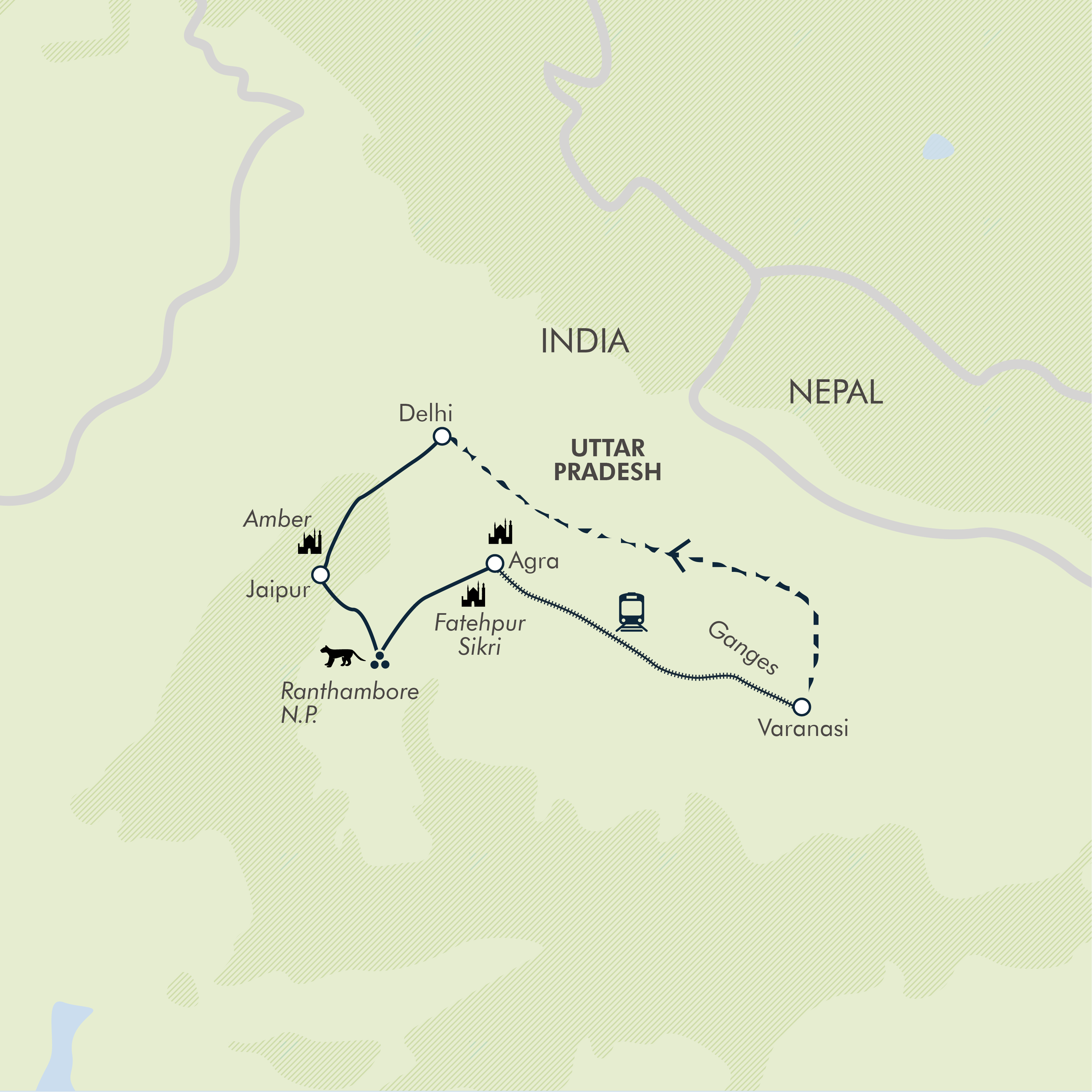 tourhub | Exodus Adventure Travels | Highlights of Northern India | Tour Map