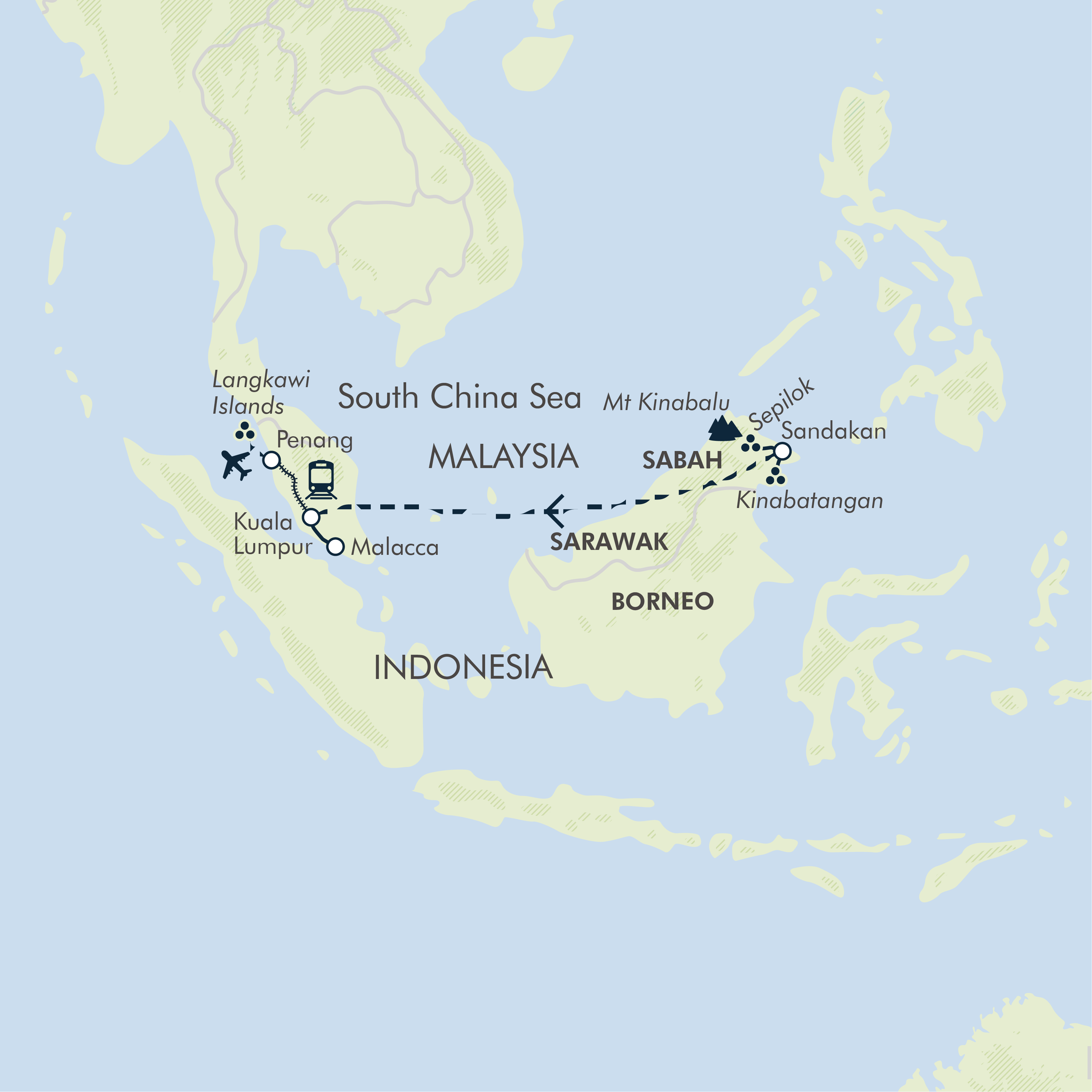 tourhub | Exodus | Borneo & the Malaysian Peninsula | ALM | Route Map