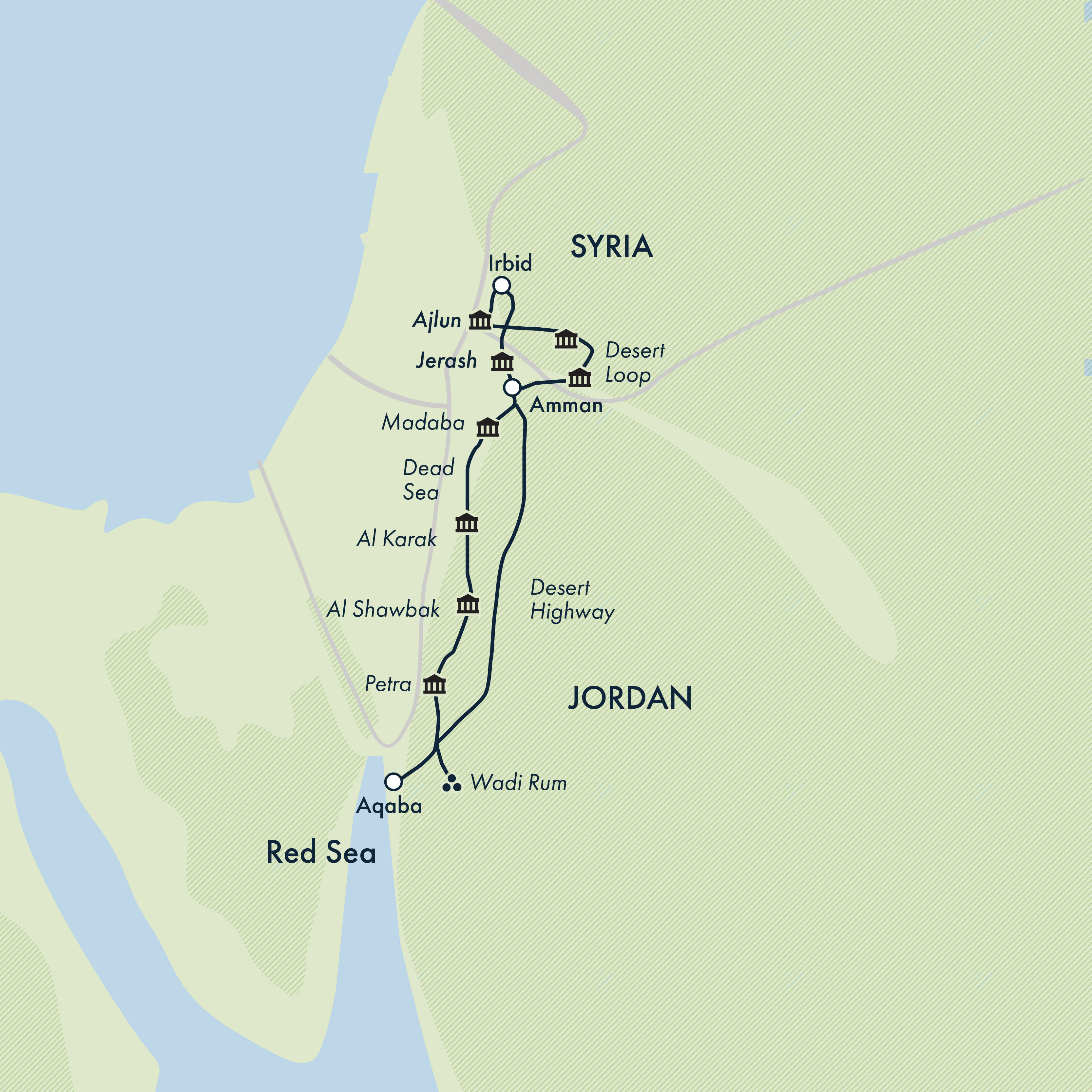tourhub | Exodus | Hidden Treasures of Jordan | Tour Map