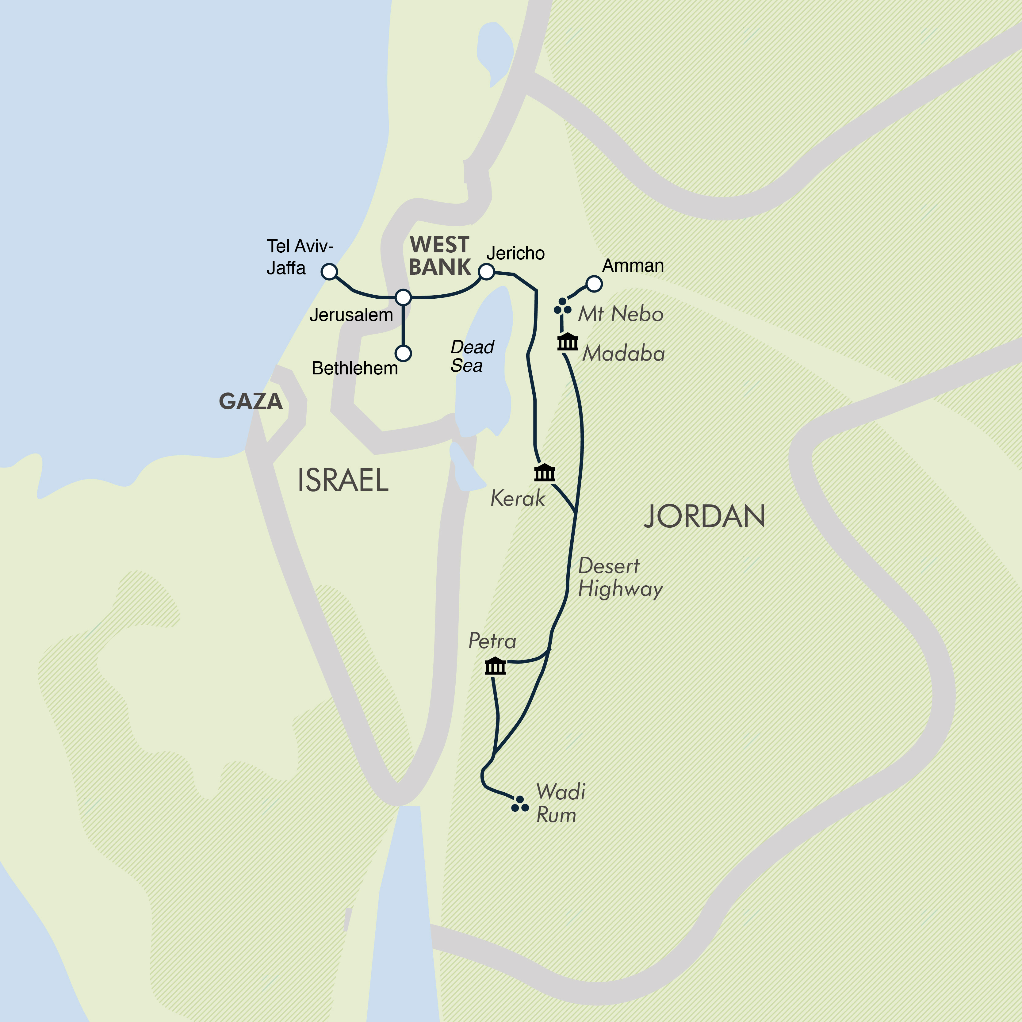 tourhub | Exodus | Jordan and Israel Discovery | Tour Map