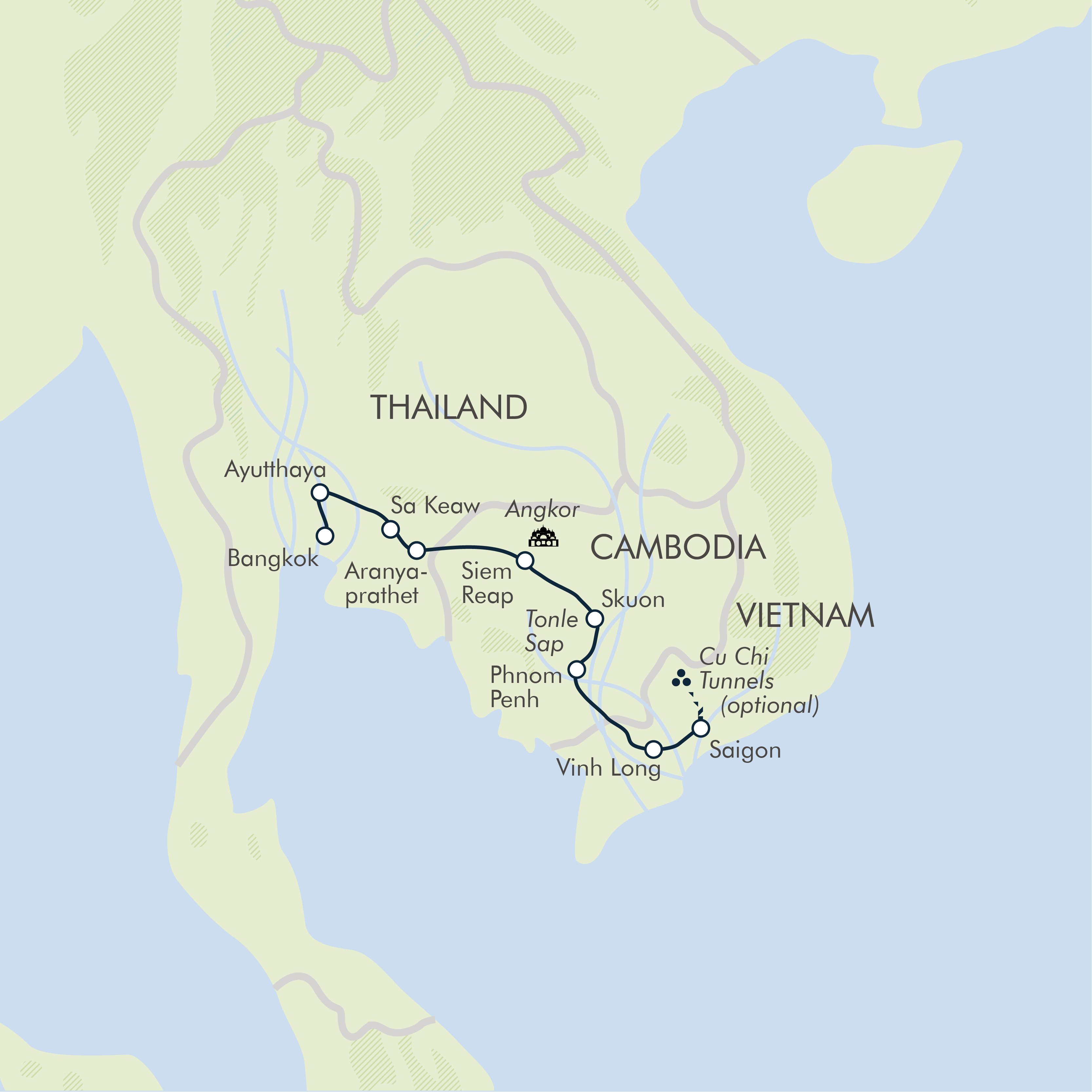 tourhub | Exodus Adventure Travels | Cycle Indochina & Angkor | Tour Map